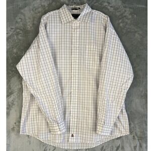 Nautica Mens Plaid Button‎ Down Shirt Long Sleeve Sailor Logo Size 17.5 35